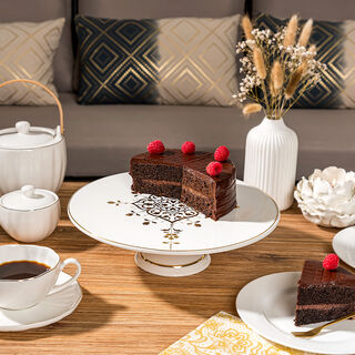 Footed Cake Stand Gold Frill
