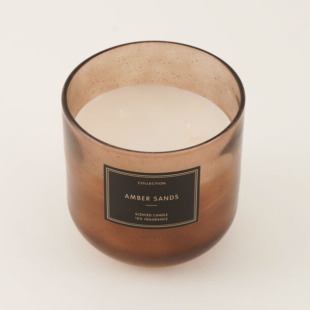 Homez scented candle with amber sand fragrance in glass jar 15.5*15cm image number 0