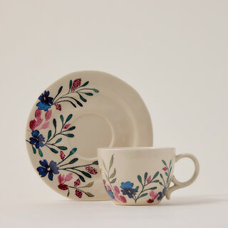 Off white stoneware English coffee cups set 8 pcs
