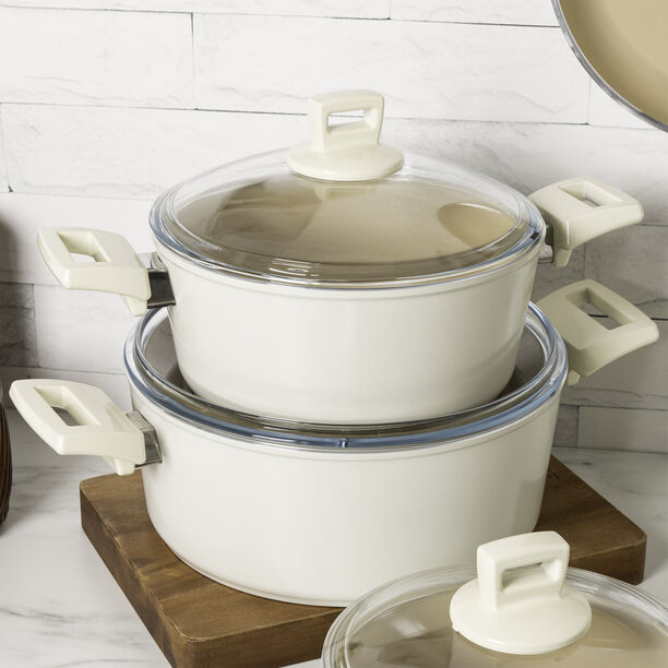 Alberto ceramic cookware set, 9 pieces, cream image number 1