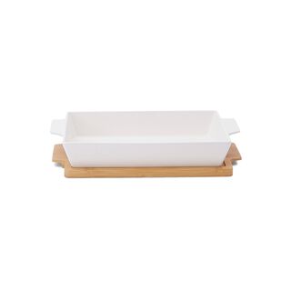 La Mesa Oven/Serving Rectangle Plate With Bamboo