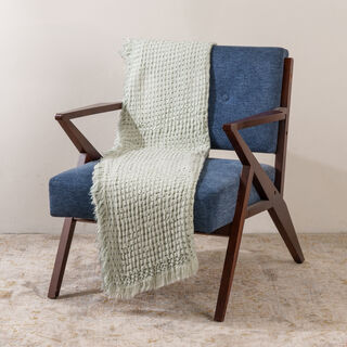 Texture woven throw with fringe 130*170cm gray