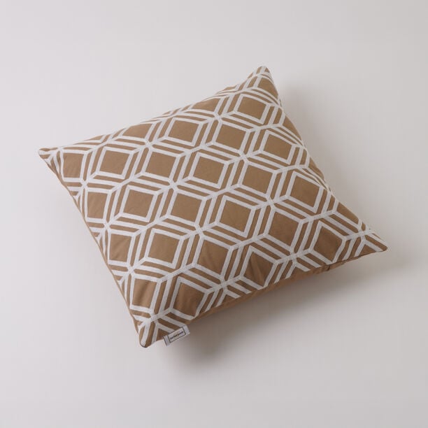 100% Cotton cushion cover with Geometric Embroidery Sand 45x45cm image number 0