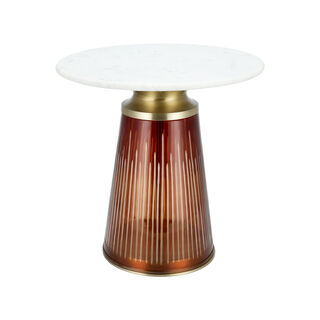 Side Table Glass Base And Marble Top 46*46 cm