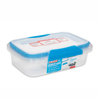Decor Plastic Food Saver Rectangle Shape V: 600 Ml Blue Lid ( Match Ups Clips)
