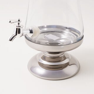 La Mesa glass beverage dispenser with silver base & lid 3.2L