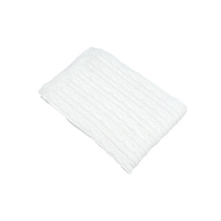 100% COTTON KNITTED THROW WHITE 130*170 CM