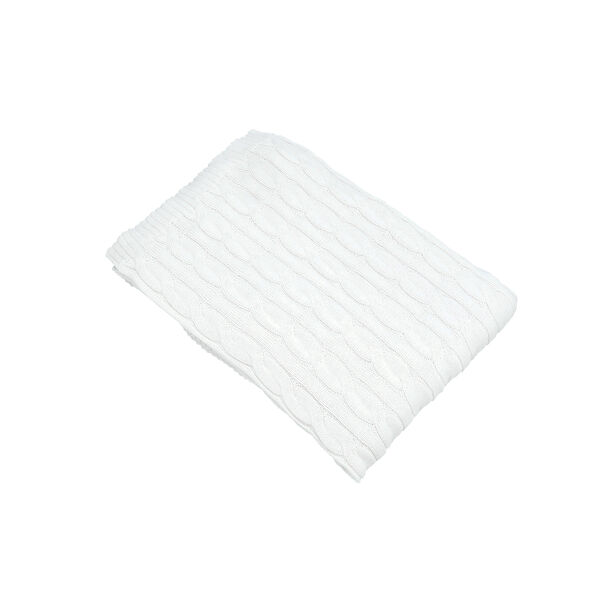 100% COTTON KNITTED THROW WHITE 130*170 CM image number 1