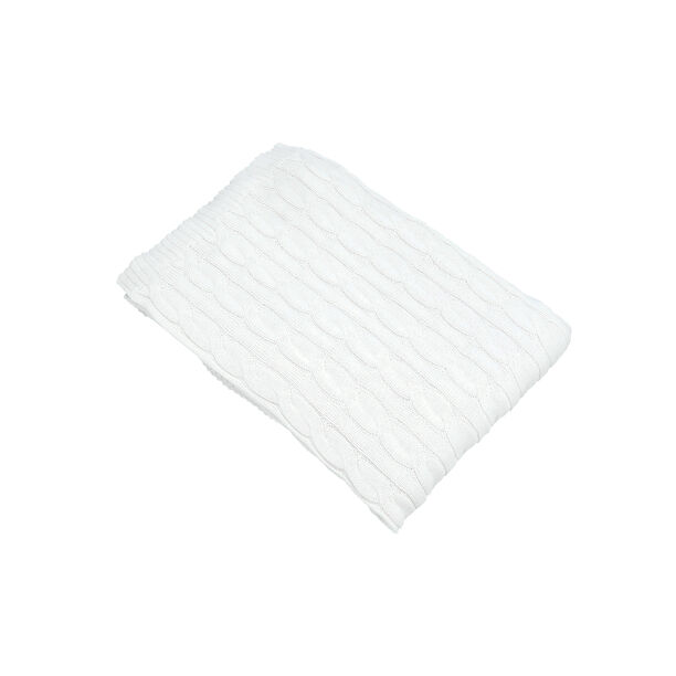 100% COTTON KNITTED THROW WHITE 130*170 CM image number 1