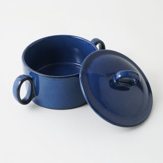 La Mesa stoneware large bowl with lid, blue 18*12.2*6.5 cm