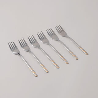 بنتولا طقم شوك حلويات ستانلس ستيل بلمعة مرآة 6 قطع 2.5 ملم