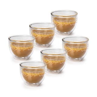 6 Pieces Double Wall Cawa Borosilicate Glass Cup Serves 6 Persons Plain Calligraphy Matte