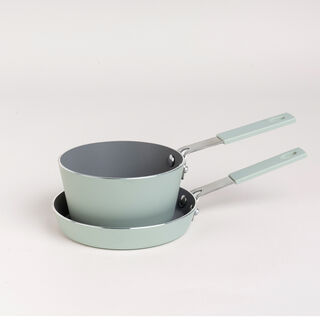 2Pcs Mini Set Frypan + Sauce Pan Green