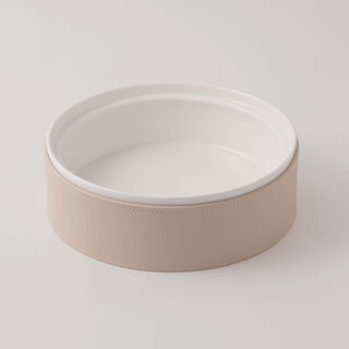 La Mesa Porcelain Tagine With Plain Beige Leather Coat, White, 9.5"