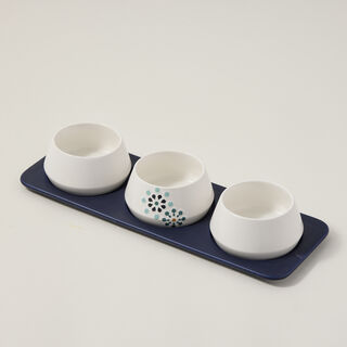 Dallaty white porcelain nut bowls with tray set 4 pcs