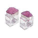 2 Pieces Glass Napkin Ring Colored Stone Finish Pink image number 0