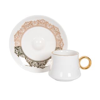 Lamesa 12 Pieces Porcelain Turkish Coffee White Gold