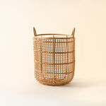 Homez rattan round basket M, beige 30*30*42cm image number 0