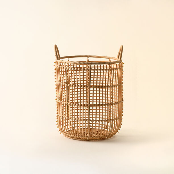 Homez rattan round basket M, beige 30*30*42cm image number 0
