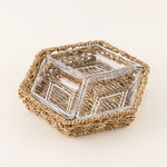 La Mesa glass section bowl with rattan base 25*21.5*5 cm image number 1