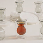 Dallaty 12 pcs double wall glass tea set with porcelain saucers, grey image number 6