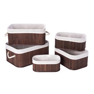 Bamboo Basket Set Brown 5 Pieces