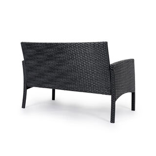 Patio Set Of 4 Natural Rattan Black