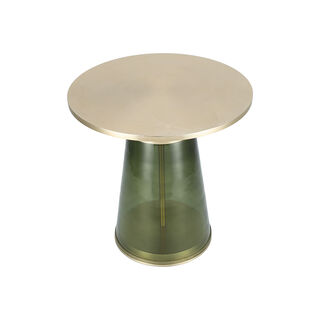 Side Table Gold Top Glass Base 46*46 cm