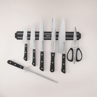 Samura super set of 8 stainless steel knives, black