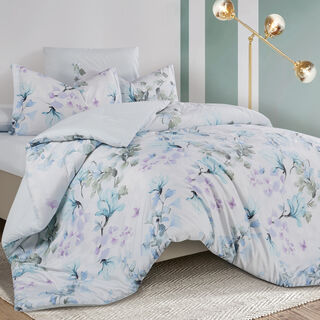 Cottage white floral microfiber twin comforter set 4 pcs