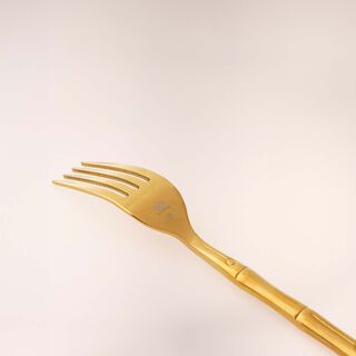 La Mesa gold bamboo pattern stainless steel cutlery set 20 pc