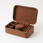 هومز صندوق مجوهرات سفر كرتون مستطيل 11.4*18*5.7سم، بني image number 2