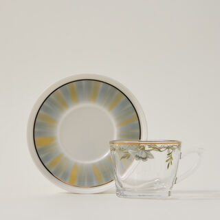 Dallaty transparent glass and porcelain tea cups set 8 pcs