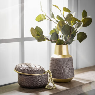 Faux Croc Skin Texture Decorative Box Grey