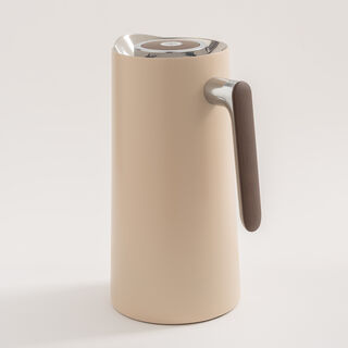 Dallaty 1L beige steel vacuum flask with wooden handle