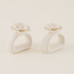 Peaceful Peach Napkin Ring Set Of 2, Off White Porcelain image number 1