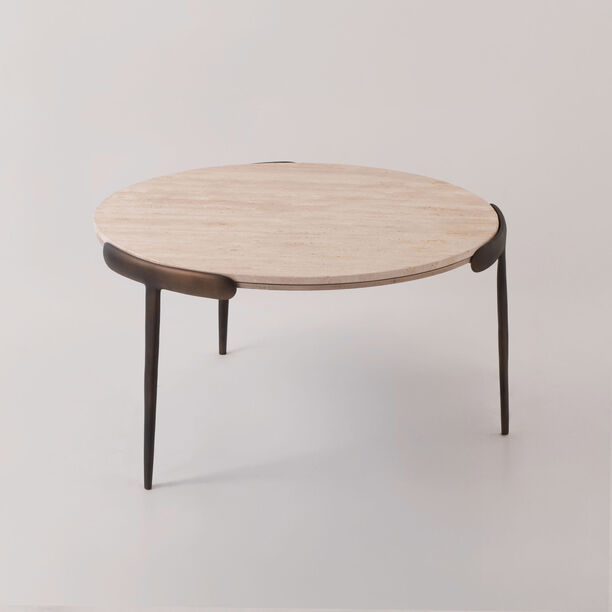 Homez travertine marble side table, brown 78*74*46 cm image number 0