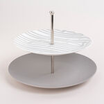 La Mesa grey/white porcelain 2cake plate image number 0