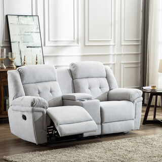 2 Seater Recliner Armchair Ash Linen