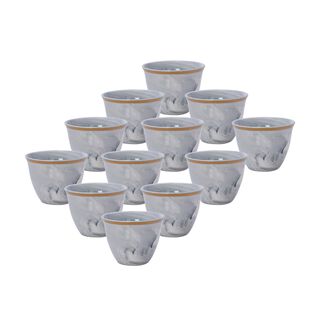 La Mes Grey Marble Arabic Coffee Set 12 Pieces With Gold 