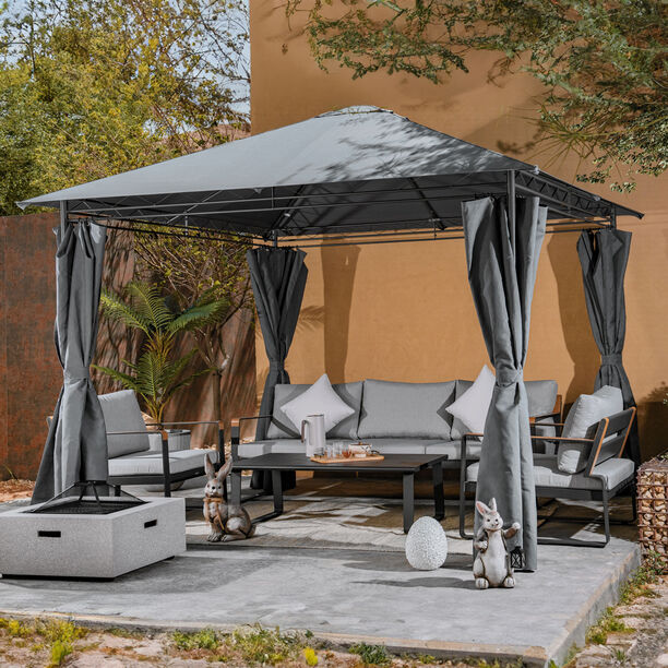 Buy Homez outdoor aluminium set 4pcs with coffee table in grey Online