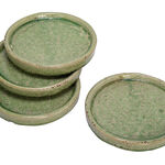 DECORATIVE PLATE CERAMI GREEN SET OF 4 17x17x2.5CM image number 0