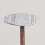 Homez Marble And Wood Side Table 35.5*35.5*53.34Cm image number 1