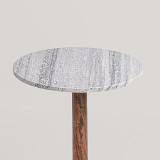 Homez Marble And Wood Side Table 35.5*35.5*53.34Cm