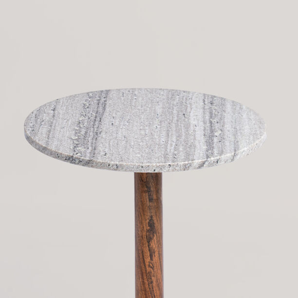 Homez Marble And Wood Side Table 35.5*35.5*53.34Cm image number 1