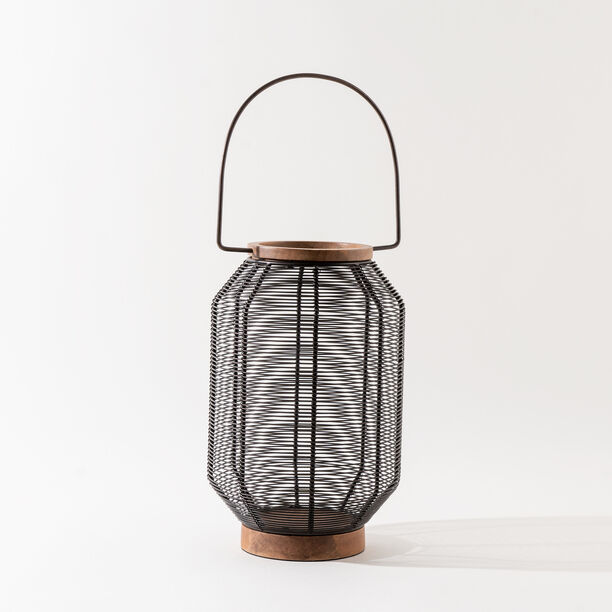 "Homez cage lantern black metal and wood 20*20*30cm image number 0
