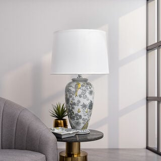 Table Lamp White And Bird Patten 20 *20 * 46 cm