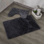 كوتاج سجادة حمام بوليستر رمادي داكن 60*90 سم image number 0