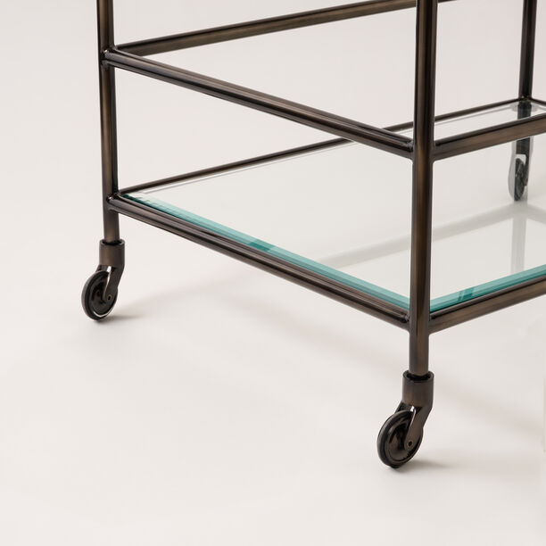 Homez two tier acrylic serving trolley in antique brass 81*52*80cm image number 2