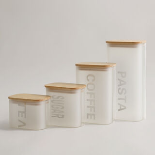 Alberto 4pcs borosilicate glass canister set with wood lid